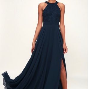 Navy Blue Lace Dress
